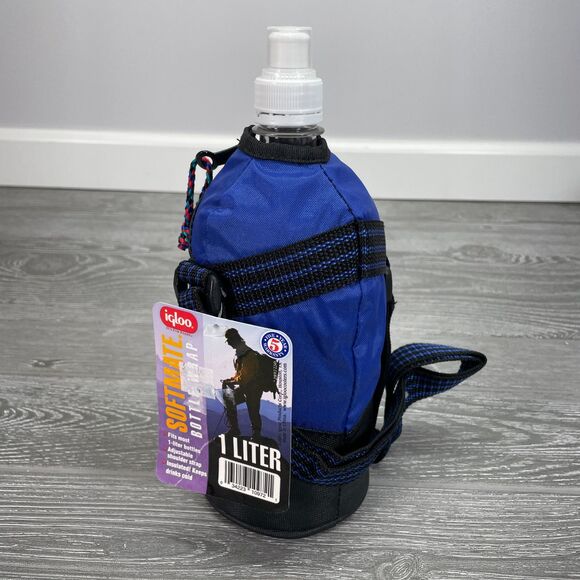 Vintage 2001 Igloo Softmate 1L Bottle Wrap Blue Insulated Clear Plastic NEW - Picture 2 of 12